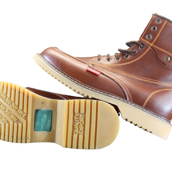 Men’S WorK BootS 8” XeaL Genuine Leather Lightweight New! Soft Toe Brown NEw - Picture 2 of 6